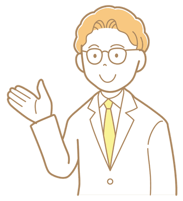 手を差し出す金髪で白衣の男性のイラスト