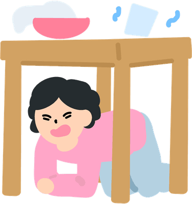 지진시 책상밑 여자