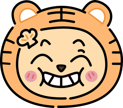 kawaii-tiger-smile-face-clipart-set01