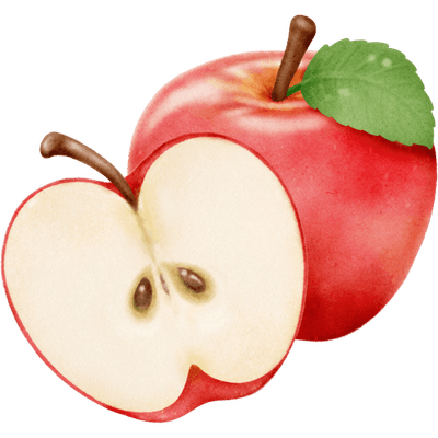 Cut Red Apple watercolor style illustration