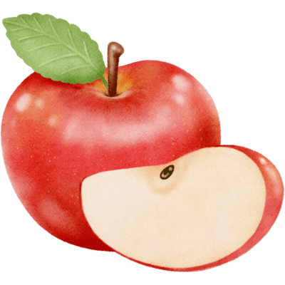 Cut Red Apple watercolor style illustration
