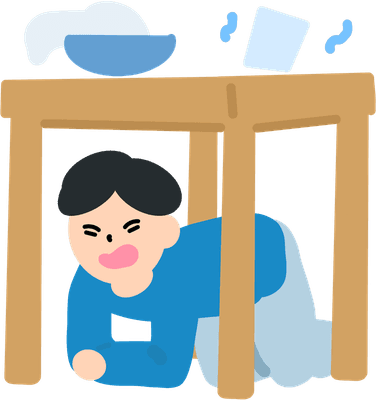 지진시 책상밑 남자
