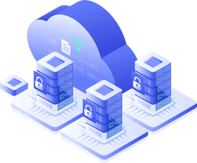 Cloud data center security isometric illustration, Cloud Computing server rack AI in Edge computing