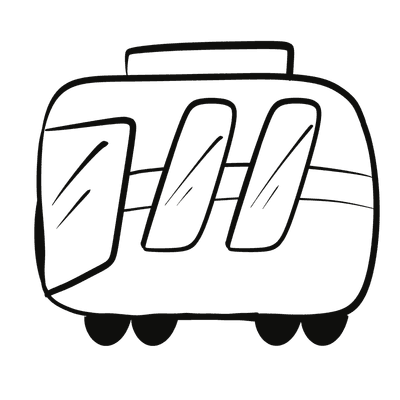 Cartoon Bus Line Art Illustration