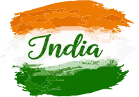 Happy Independence Day brush lettering in tricolor theme and artistic paint strokes.