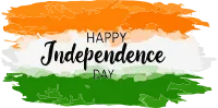 Happy Independence Day brush lettering in tricolor theme and artistic paint strokes.