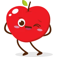Cute red apple cartoon character with smiling face
