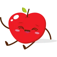 Cute red apple cartoon character with smiling face