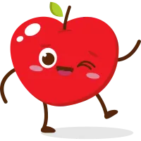 Cute red apple cartoon character with smiling face