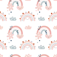 floral pattern seamless rainbow cute pastel elegan kids cartoon