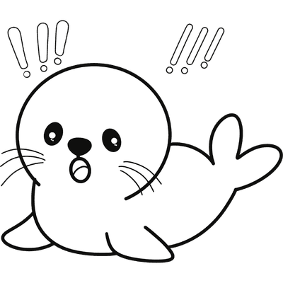 Seal cute animal black and white clipart