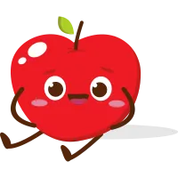 Cute red apple cartoon character with smiling face