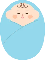 아기_일러스트_얼굴_잠자는_머리_하늘색포대기_