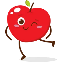 Cute red apple cartoon character with smiling face