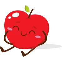 Cute red apple cartoon character with smiling face