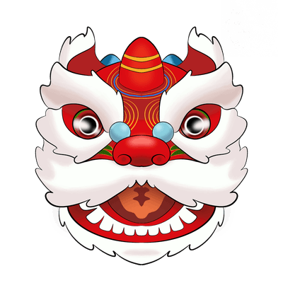 Chinese Lion Dance Mask Illustration