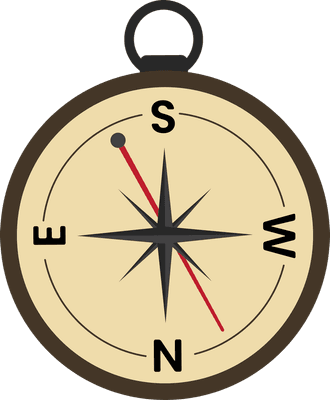 Vector illustration of a modern minimalist compass, with a flat design style