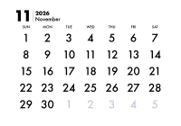 2026年カレンダー 11月