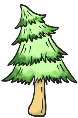 Cute Green tree watercolor