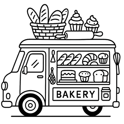 Bakery Truck Line Art