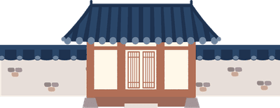 담장 있는 기와집 일러스트