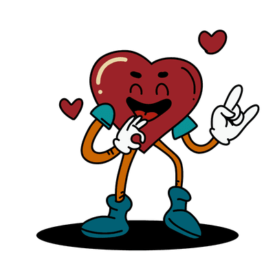 Cute Cartoon Heart Character with Happy Expression
