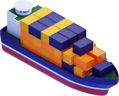 Feeder Container Ship with Stacked Cargo