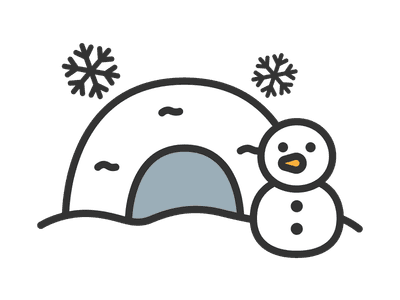 雪で作った鎌倉のアイコンのイラスト