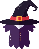 Classic witch hat mask illustration for Halloween. 할로윈을 위한 전통적인 마녀 모자 가면 일러스트.