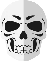 Simple skull mask with dark shading. 어두운 음영이 있는 단순한 해골 가면 일러스트.