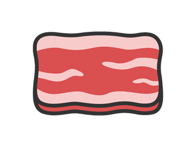 生の牛バラ肉スライスのアイコンのイラスト