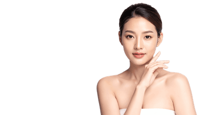 Elegant young woman posing gracefully with soft makeup and bare shoulders