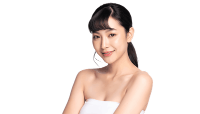 Smiling Woman with Soft Skin in Studio Lighting Portrait