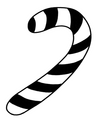 Black and White Candy Cane Cute Christmas Sweet Cartoon Illustration