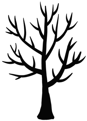 Creepy Black Spooky Halloween Tree Silhouette Dark Cartoon Illustration