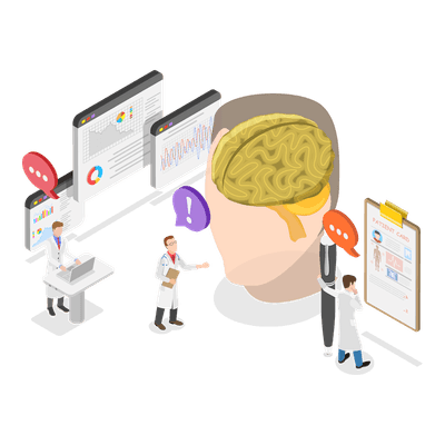 3D Isometric Flat  Illustration of Psychology and Neurology. Item 2