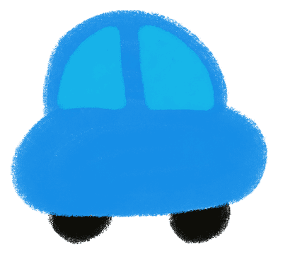 A cute blue car illustration with a crayon texture. 아이 감성의 동글동글한 자동차 그림이에요. 유아 교육자료, 일러스트 스티커, 포스터