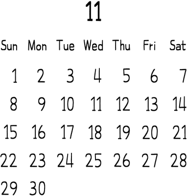 또박또박 손글씨 2026년 11월 달력( 검정 ver.)