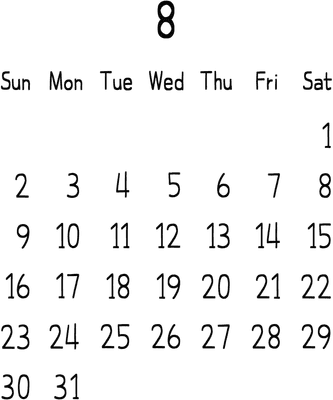 또박또박 손글씨 2026년 8월 달력( 검정 ver.)