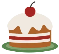 Illustration of Layered Cake with Cherry Topping