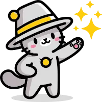 Cute Cartoon Cat Wearing Wizard Hat With Sparkles