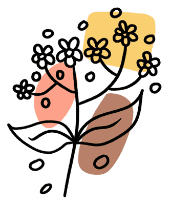 Delicate Wildflower Doodle with Earthy Abstract Shapes