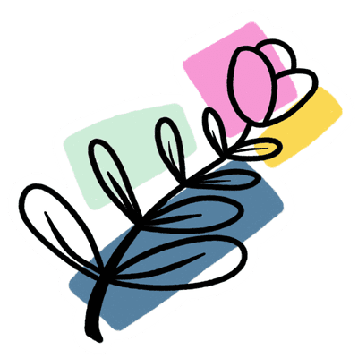 Minimalist Abstract Flower and Leaf with Blue Accent