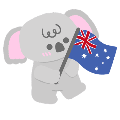 Cute kawaii koala holding Australian flag, adorable cartoon animal illustration