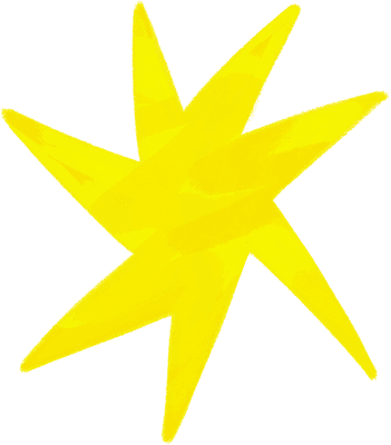 Yellow Abstract Star Doodle, Semi Retro Decorative Element, Cute Vintage Star Illustration