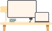 Computer desk illustration