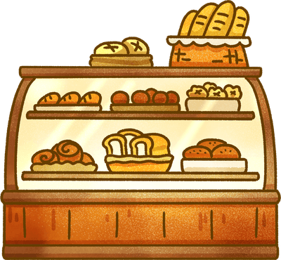 Bread Display Case Illustration
