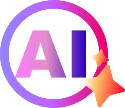 Gradient AI logo icon with star sparkle, modern technology design isolated on white background