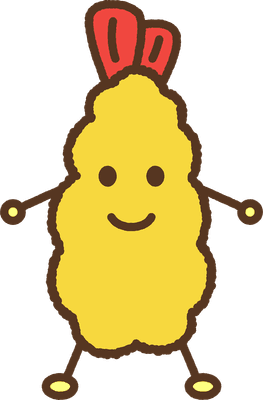 キャラクター風の食べ物アイコンのエビフライ