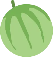 green melon with branch. flat style art